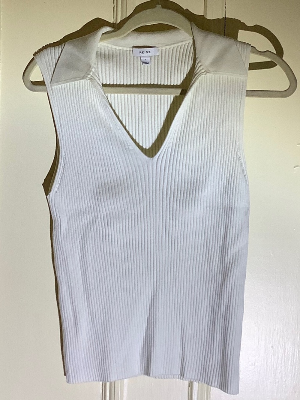 REISS Sleeveless Collared Knit Top L